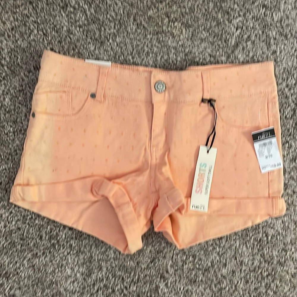 NWT: Cute orange shorts with orange polka dots